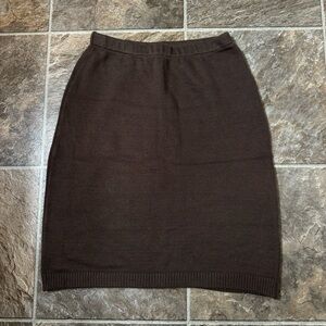 Cotton Ginny Knit Pencil Skirt Brown Womens Size Medium Pull On Waistband